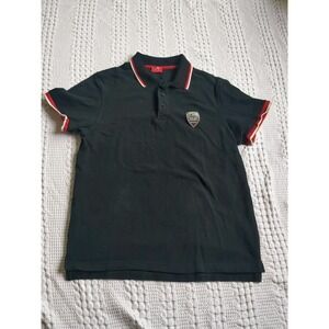 Ducati Polo Meccanica Racing Polo Shirt Lg Fits Med Stripes Black Short Sleeve
